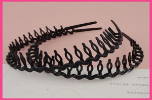 10PCS Shiny BlackMatte black Plain waved plastic Comb Hair Headbands Handmade women hair jewelryplastic hairbands with teeth2729976507556