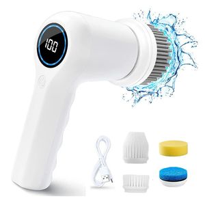 Electric Spin Scrubber Power Scrubber Cordless Cleaning Brush Shower Scrubber for Bathroom Floor Car Wheel Tub Tile 4 Heads 240418