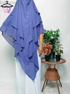 Sjalar nya i höstkvinnor abaya hijab (chiffon 3layer bak+2l front) bön dubai kalkon muslimsk vanlig diskant khimar head cover halsdukar d240426