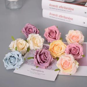 Fiori decorativi 10pcs simulazione del matrimonio angolare fiore angolo rosa testa falsa strada pioggia di seta in seta murale artificiale