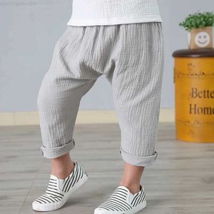 Trousers Mens linen pants summer 1-6 year old womens solid color linen childrens pants mens harem pantsL2404