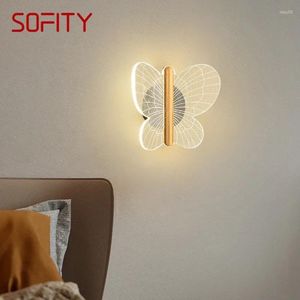Wall Lamp SOFITY Contemporary Butterfly Indoor Living Room Bedroom Bedside Nordic Art El Corridor Hallway