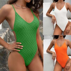 New One-piece Swimsuit Women's Sexy Tight Fitting Backless Jacquard Fabric Swimsuit