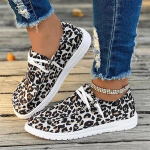Casual Shoes Fashion Leopard Slaser 2024 Frühlingsfrauen Sport Flats Sneakers Marke Schnürung Walking Running Zapatos weiblich