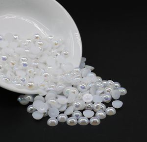 Ganze ABS -halbe Perlenperlen reine weiße AB -Farbe All -Size Flatback -Kleber auf Strass für die Kleidung Dekoration5073211