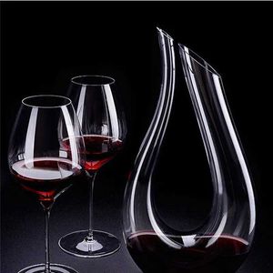 U51G Bar Tools 1500ML Wine Resolver Carafe Set Luxury Handmade Crystal Red Wine Brandy Champagne Glass Resolver Bottle Filler 240426