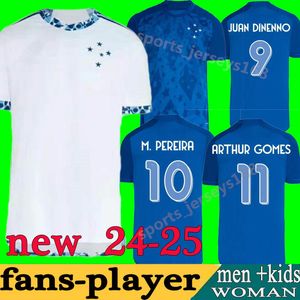 24 25 Cruzeiro EC 축구 유니폼 홈 및 멀리 2024 2025 Arthur Gomes M.Pereira Juan Dinenno Cifuentes M.Vital Football Shirt