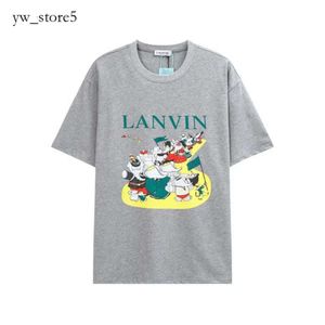 Lanvin Designer T Shirt Tees Lanvis Shirt Nowa męska koszula Langfan Chengyi w tym samym stylu Haftowa listew List Casual Lanvins TEE DO