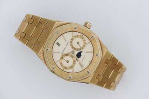 Designer Watch Luxus Automatische mechanische Uhren 25594ba Creme weiße Zifferblatt Moonphase 36 mm 18k Bewegung Armbanduhr