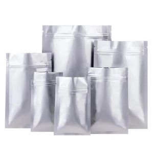 Partihandel matt vit återförslutningsbar aluminiumfolie Zip Lock Package Pouch Food Storage Bag Teacks Långtidsförpackning Mylar Foil Bag LL LL