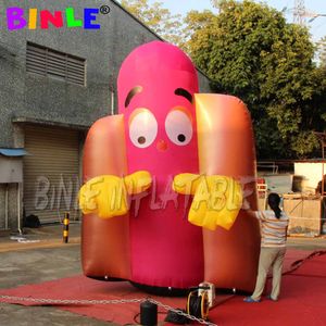8mh (26 piedi) con hot dog gonfiabili giganti pubblicitari personalizzati di soffiatore, delizioso palloncino di salsiccia aerata per la promozione