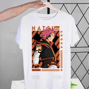 Erkekler Tişörtler Peri Kuyruk Loncası Erkekler T-Shirts Komik Hip Hop Yaz Kadın Erkekler Tshirts Ulzgang Harajuku Karikatür Anime Natsu Zodyak T-Shirt Gömlek T240425