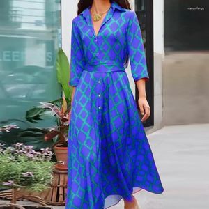 Partykleider Sommer Blumendruck V-Ausschnitt Street Boho Kleid Fashion Lose halb Ärmeln Knopf Frauen elegante Schlitz Rüschen