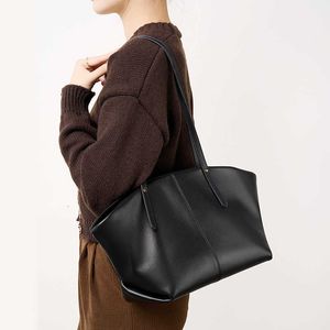 Leather Genuine Womens Handbag 2024 Fashionable Casual Shoulder Bag Cowhide Large Capacity Tote
