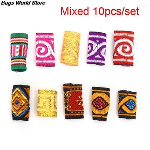 10pcs/lot hiphop ricamo in tessuto per capelli treccia thread perline dreadlock clips cuff hoodwear cowelry per uomini donne casuali