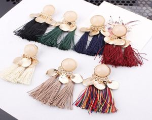 Europe and America exaggerated alloy resin sequined tassel earrings Bohemian retro style fashion popular multicolor earrings gi2565077