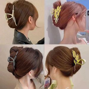 Clamps Wheat Hair Clip Metal Barrette For Women Hairpins Rhinestones Fashion Alloy Hair Claws Girls Ponytail Hair Accessories Headwear Y240425