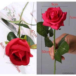 Flores secas Flores artificiais de alta qualidade Rose Floral Bouquet Simulation Flannel Flores falsas decoração de casa Decoração de festas de casamento no casamento