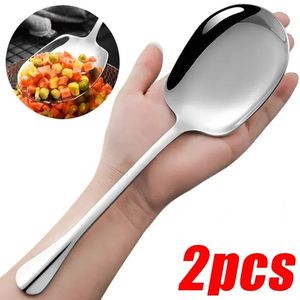 21Pcs Large Stainless Steel Spoon Long Handle Spoons Kitchen Cutlery Rice Dumpling Porridge Soup Scoops Restaurant Tableware 240422