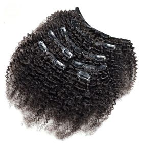 Kinky Curly Clip in Human Hair Extensions 7pcs Zestaw Kolor Nautralny Clipin Full Head 7 PCS Remy Hair 4B 4C 3B 3C5163841