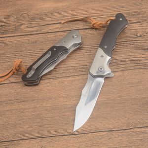 G4261 Assisted Flipper Folding knife 440C Satin Drop Point Blade Steel with Wood Handle Outdoor camping hiking Fishing Survival EDC Pocket knives