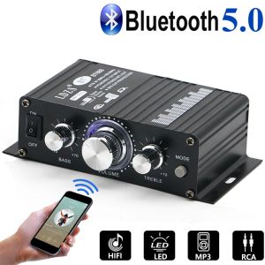 Förstärkare Bluetooth Audio Amplifier 2.0 Channel Output HiFi Mini amp Hög basjusterbar 30W+30W Supportbil/dator/TV Black 12V2A