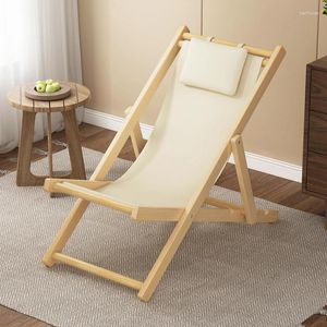 Camp Furniture Solid Wood Beach Chair Folding Outdoor Nap Lounge Casual Home Balcony Portable Camping Lazy Silla Playa WKOC