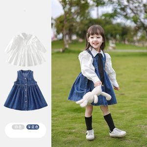 Clothing Sets Girls Suit 2024 Spring And Autumn Baby Fashionable Denim Skirt Long-Sleeved Shirt Western Style Two-piece Set