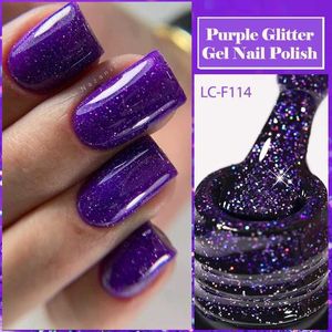 Лак для ногтей Lilycute Purple Glitter Sequints Гель -лак для ногтей.