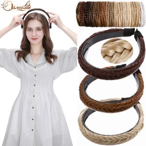 Chignon Snoilite Synthetic Braids Hair Women Head Band Girls Nonslip Twist Hairband Headwear Adjustable Stretch Hair Accessories