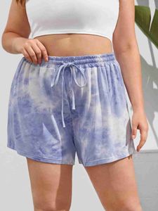 Kvinnors shorts plus size Summer Loose Casual Shorts Womens Tie Dye Borsted midja Hög Elasticitet Lounge Shorts Womens Stora Shorts 5xl 6xll2404