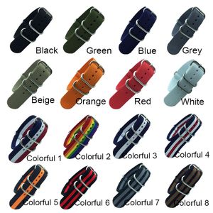 Nylon Watch Strap 18mm 20mm 22mm 24mm Army Sports Fabric Wristband Belt 5 Rings Bands 240424