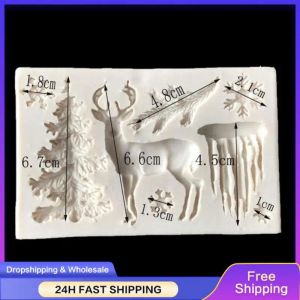 Moulds 3D Christmas decorations deer snowflake Lace chocolate Party DIY fondant baking cooking cake decorating tools silicone molds New