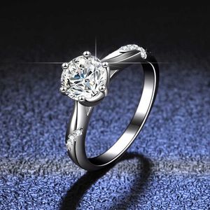 Stein S925 Mosang Ring Hochzeit Schmuck reiner Ring Zungensprung Sechs Klaue Offener Ring Frau Live Ring Ring