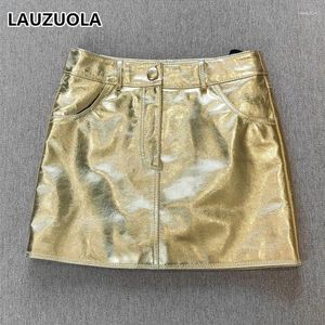 Saias Sexy ouro prata prata pu PU Couro Alta cintura Lápis shorts vintage Bodycon Clubwear