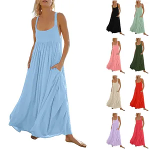 Casual klänningar till försäljning Clearance Slim midja Chiffon Neck hängande för kvinnor Sommarsmockad klänning Lossa Vestidos Femenino
