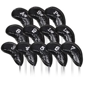 Accessoires 12pcs Tragbarer PU Golf Club Iron Head Cover Protector Golf Head Cover Golf Kopfcovers Set wasserdichte Krokodilmusterabdeckungen