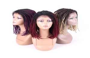 Koronkowe peruki z przednimi peruki dla czarnych kobiet afro warkocze koronkowe perukę z pudełkiem z włosami dla niemowląt Peruka 16 cali 6889558