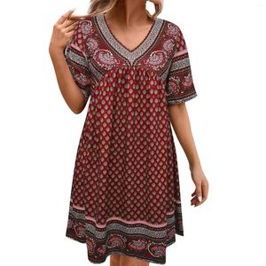 Casual Dresses Women's Princess Dress Sexy V-neck Waist Pull Pleated Short Sleeve Mardi Gras Carnival Plus Size Clothing