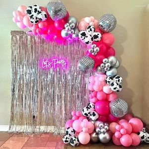 Party Decoration 1Set Baby Shower Balloons Arch Garland Kit Silver Pink Natural Sand Cow Girl Birthday Air Globos Supplie