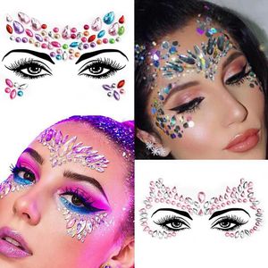 8D44 Tattoo Transfer 5pcs Meerjungfrau Gesicht Juwelen Edelsteine Strasssteine Rave Eyes Körper Temporärer Aufkleber Kristall Gesichtsaufkleber Dekorationen für Festivalparty* 240427