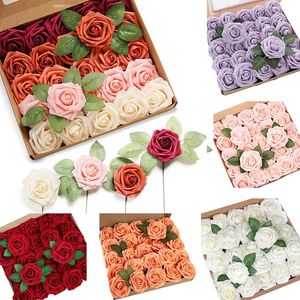 10pcs 8 cm sztuczna pianka pianki kwiaty róży bukiety ślubne na stół ślubny dom do domu dekoracje prezenty DIY Scrapbook