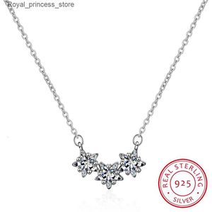 Pendant Necklaces 925 Sterling Silver Clavik Chain Necklace Zirconia Star Pendant Necklace for Women S-n315 Q240426