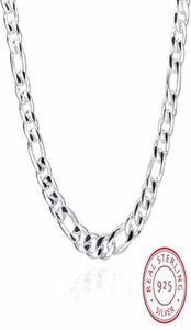 24quot Pure Real 925 Sterling Silver Figaro Chains Halsband Kvinnor Män smycken Boy Friend Gift 60cm 10mm Colier Hela Y200912331169841314