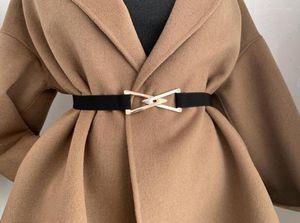 Bälten 2022 Designer Kvinnor Fashion Metal Triangle Buckle Decoration Belt Ladies Elastic Waistband For Wedding Dress Overcoat9837982