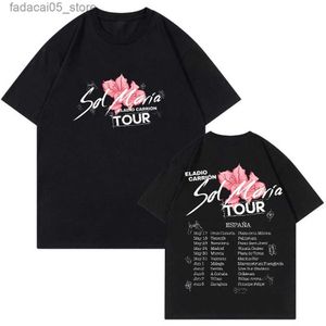 Herr t-shirts Eladio Carrion Sol Maria Tour T-shirt unisex crewneck kortärmad kvinnor street kläder 2024 World hip hop q240426