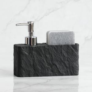 Soap Dispenser with Sponge Kitchen Sink and Bathroom Soap Dispenser Imitation black rock Liquid Hand and Dish Soap Dispenser 240419