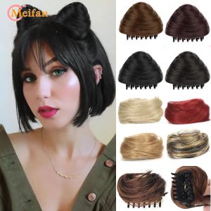 Chignon meifan syntetisk klo chignon hårförlängning flätad topp knut hår bulle tillbehör rörigt rak chignon clipin updo donut bun