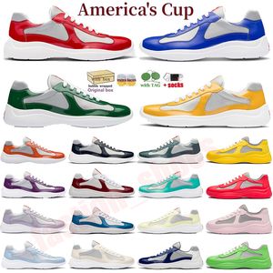 Casual skor män kvinnor Americas cup xl designer läder sneakers hög kvalitet patent läder platt tränare vit svart sliver snörning utomhus löpare sportskor
