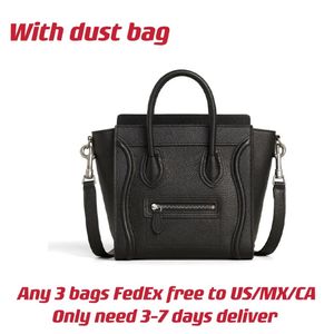 Nano Designer Bagage Bag Woman Smile Crossbody Bag In Smooth Drummed Calfskin äkta läder i 5 färger med en avtagbar borde252Z